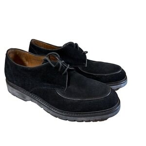 Brassboot Mens NWOB Black Suede Lace Up Loafers 7.5 Made In Italy